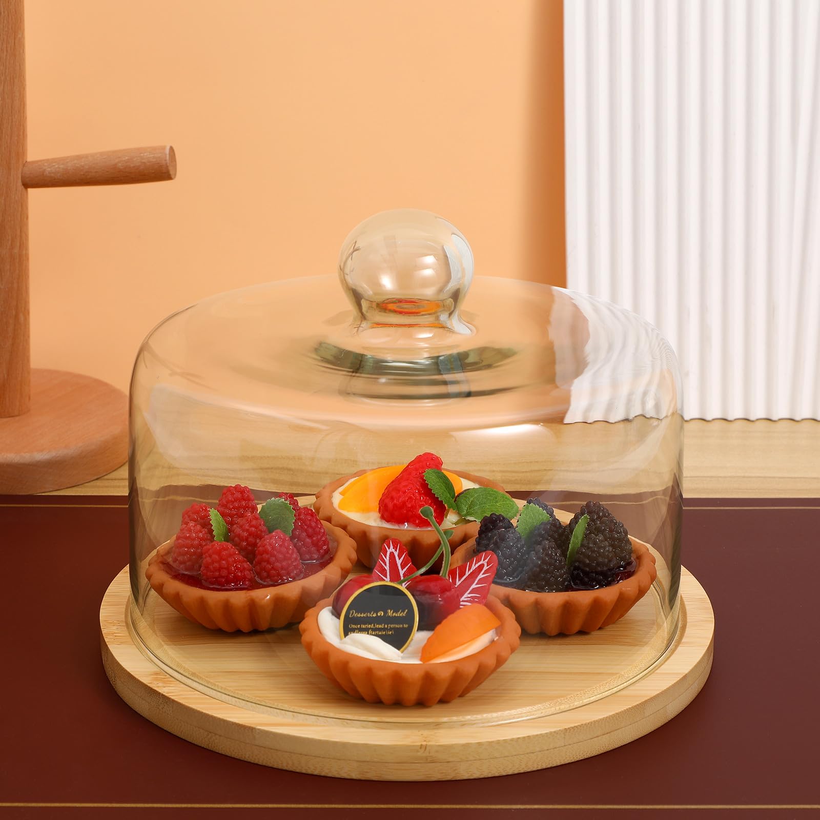 Abaodam Cloche en Verre pour Gâteaux avec Plateau Rond, 1 Set