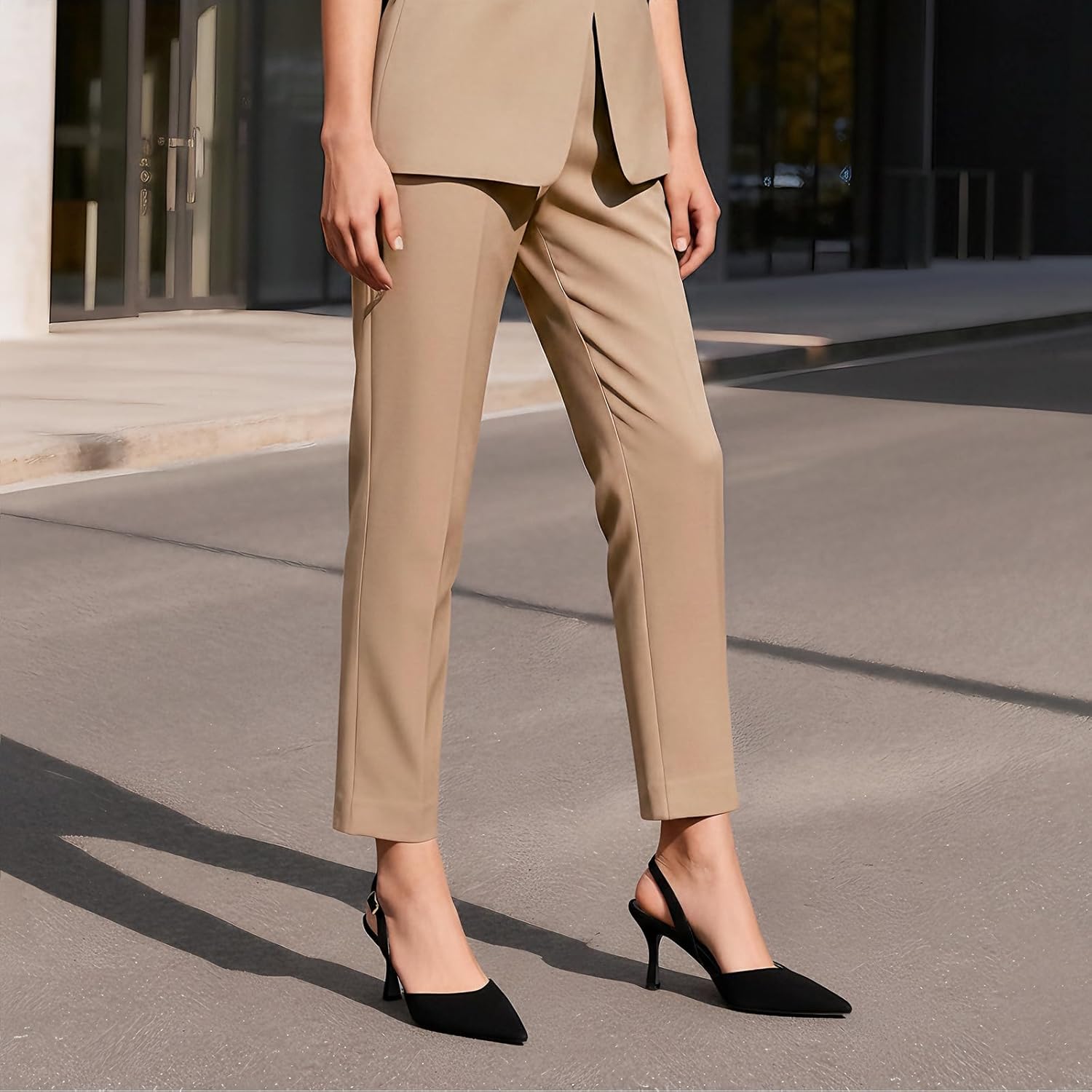 Athlefit Closed Pointed Toe Heels for Women Dress Work Wedding Party Slingback Stiletto Pumps Shoes - Image 8