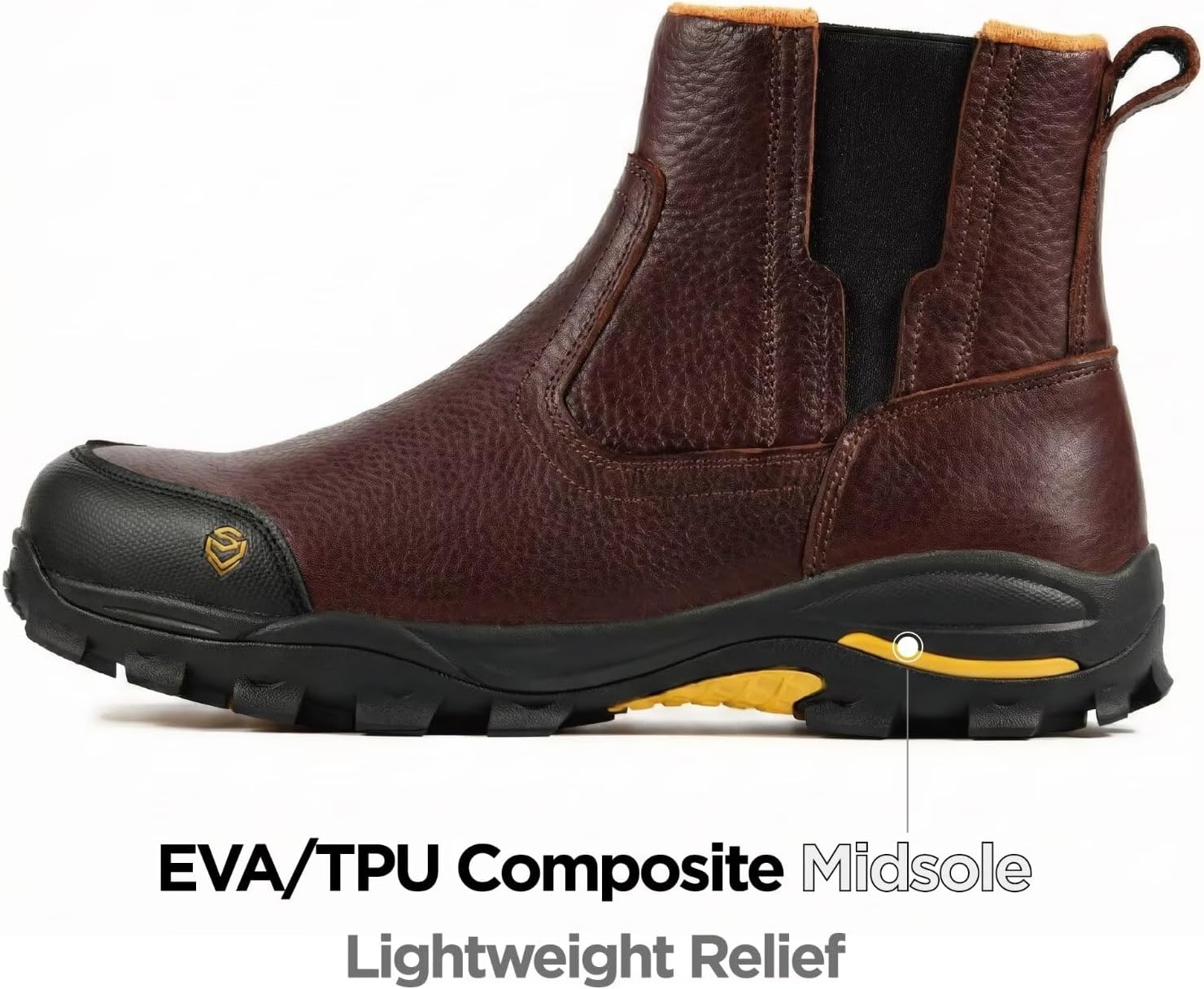 SUREWAY Men's Slip On Work Boots for Men-Soft Toe,Upgraded Slip/Water Resistant,Soft Toe,Anti-Static,Fire Station Mechanic Insulated Boots/Shoes - Image 4