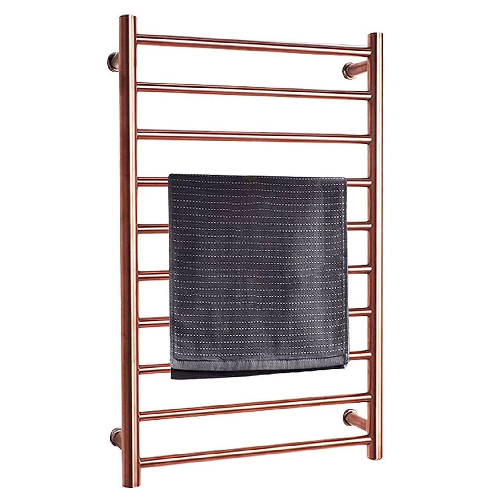 ZQFIDFYR Towel Warmer Radiator, Wall Mounted Heater Towel Rail, for Bathroom 10 Bars Electric Heated Towel Racks, 304 Stainless Steel (Hardwired)