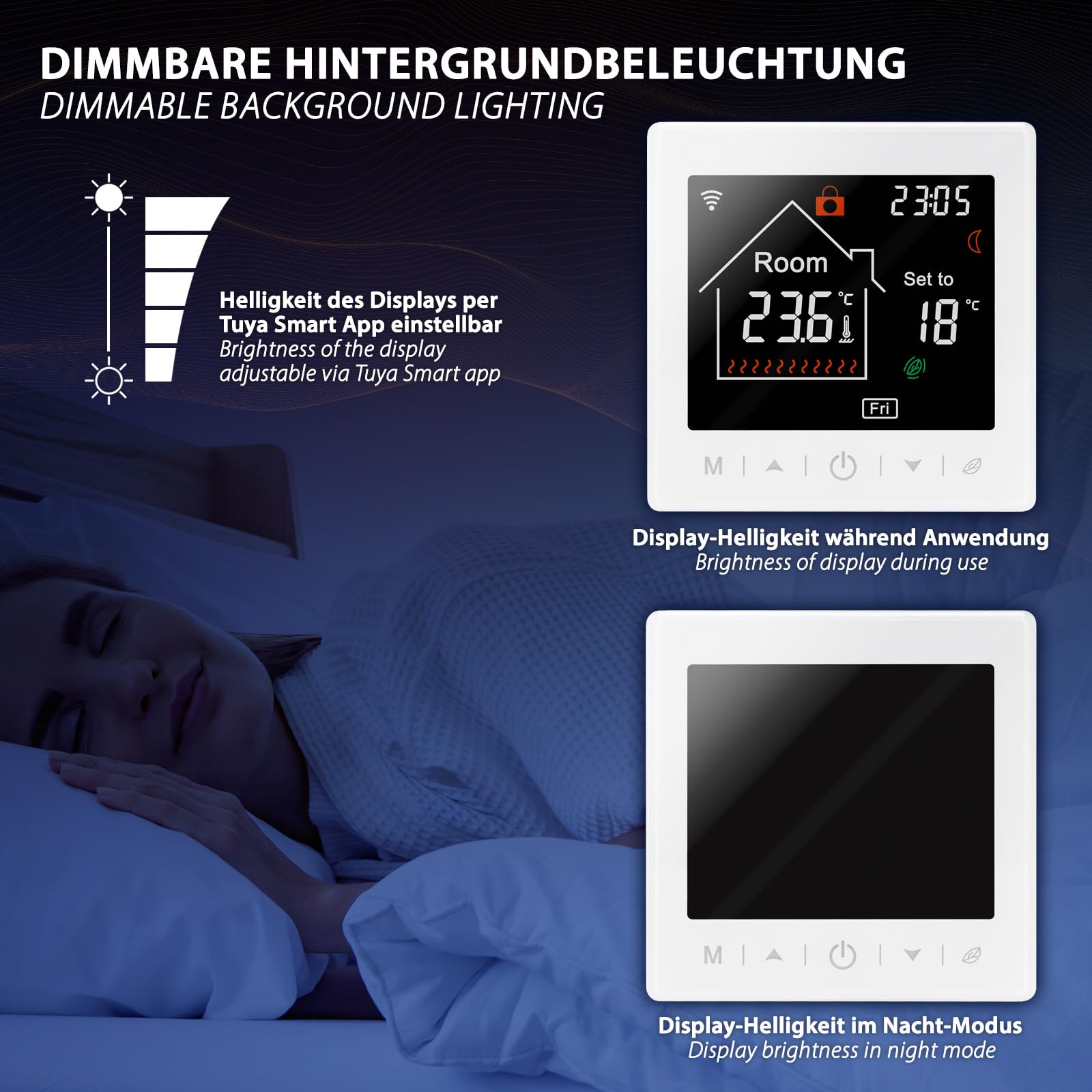 Mi-Heat M2 Raumthermostat WLAN weiß - Alexa Tuya Smart Life Google Home elektrische Fußbodenheizung Thermostat Smart Raumthermostat Fußbodenheizung zeitliche Display-Abschaltung