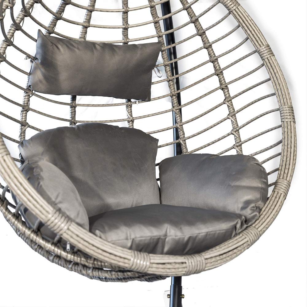 Sedia A Dondolo Sospesa In Rattan - Poltrona Elettra Con Cuscini, Per Interni Ed Esterni - Foto 2