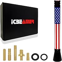 Vista 80 de ICBEAMER 3 inch / 76 mm MINI Mexican Mexico Flag Automotive Antenna with Internal Copper Coil Universal Fit AM/FM Radio Antenna Replacement