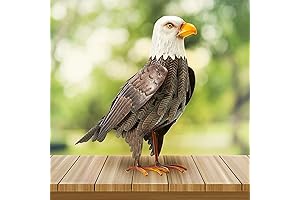 Bald Eagle Metal Garden Bird, Yard Sculpture Art- Large Statue Realistic Standing Decoy Pecker Bird