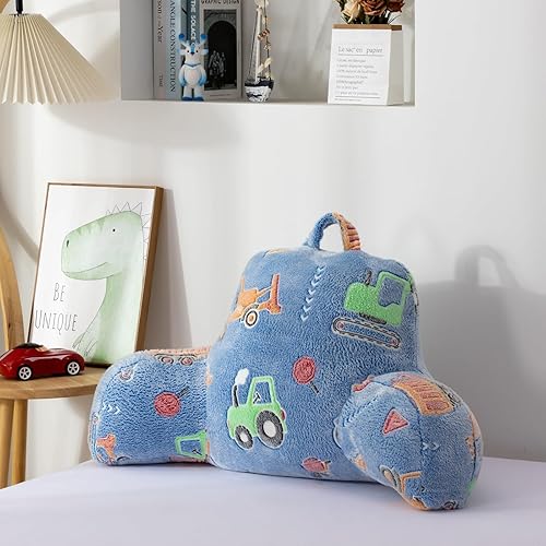 Vista 47 de A Nice Night Star Moon - Almohada de lectura de felpa que brilla en la oscuridad, respaldo de cuña para niños con brazos y apoyo para la espalda Gris