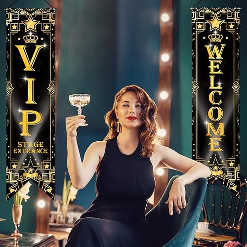 Miniatura 5 de Decoraciones de fiesta VIP, decoraciones de fiesta de noche de cine de los años 20, cartel de noche de película, cartel VIP para porche, cartel de