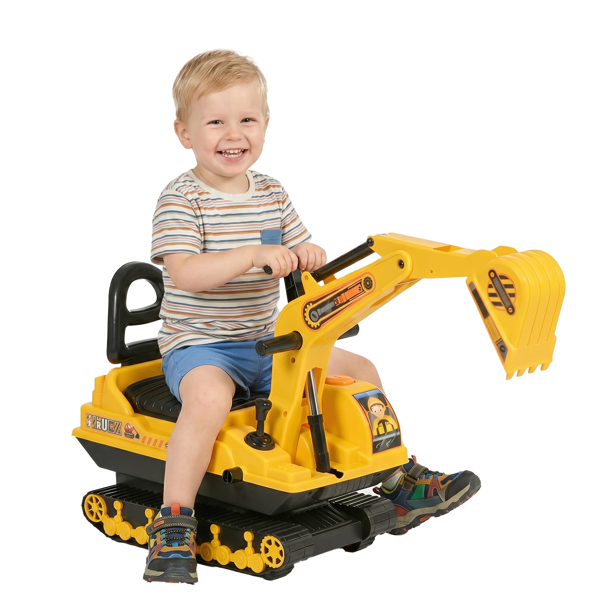 Homcom Ride On Excavator Toy Tractors Digger - Yellow