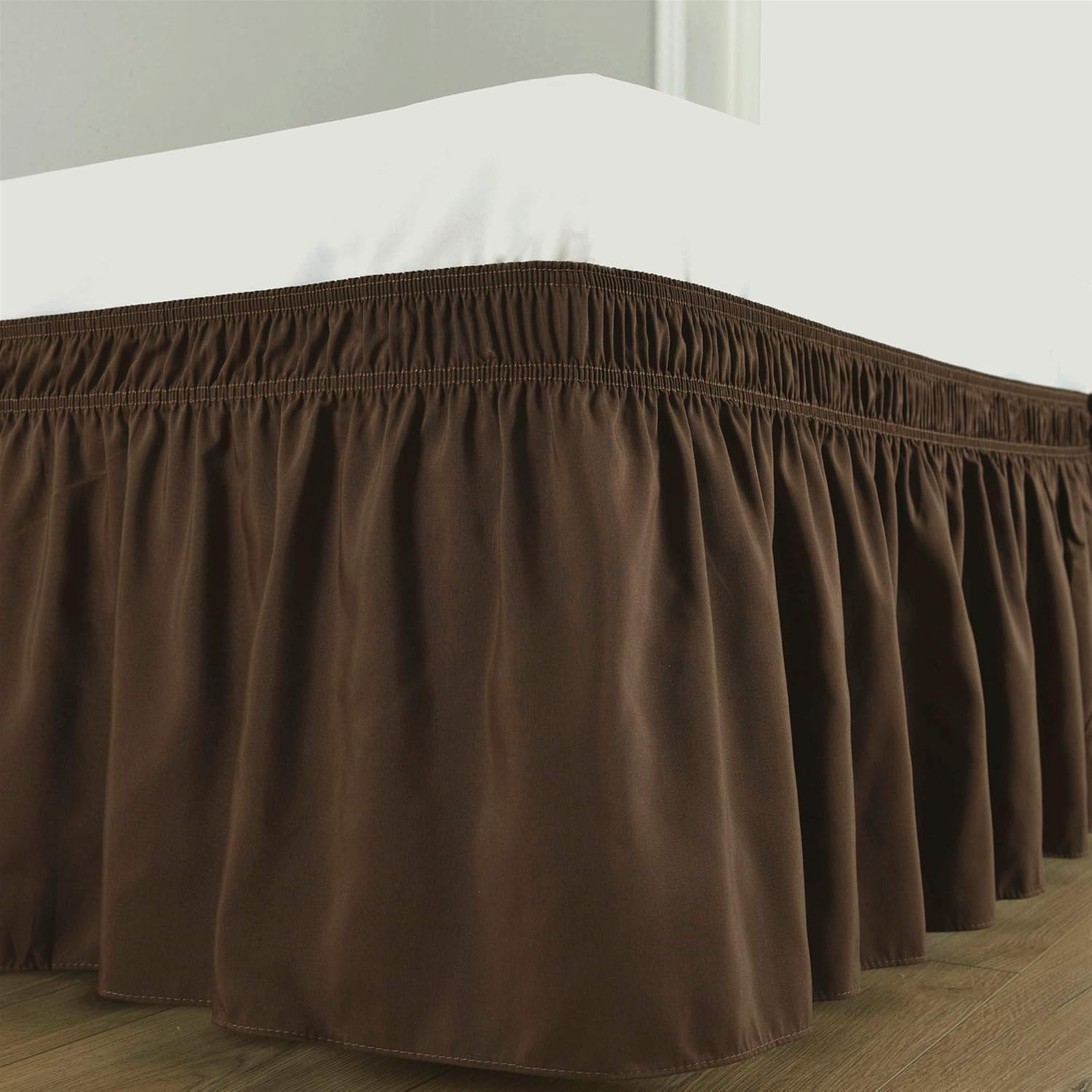 600 Thread Count 9”Inches Drop Wrap Around Bed Skirts Elastic Dust Ruffles, Easy Fit Wrinkle Resistant Luxurious100% Egyptian Cotton (King,Begie)
