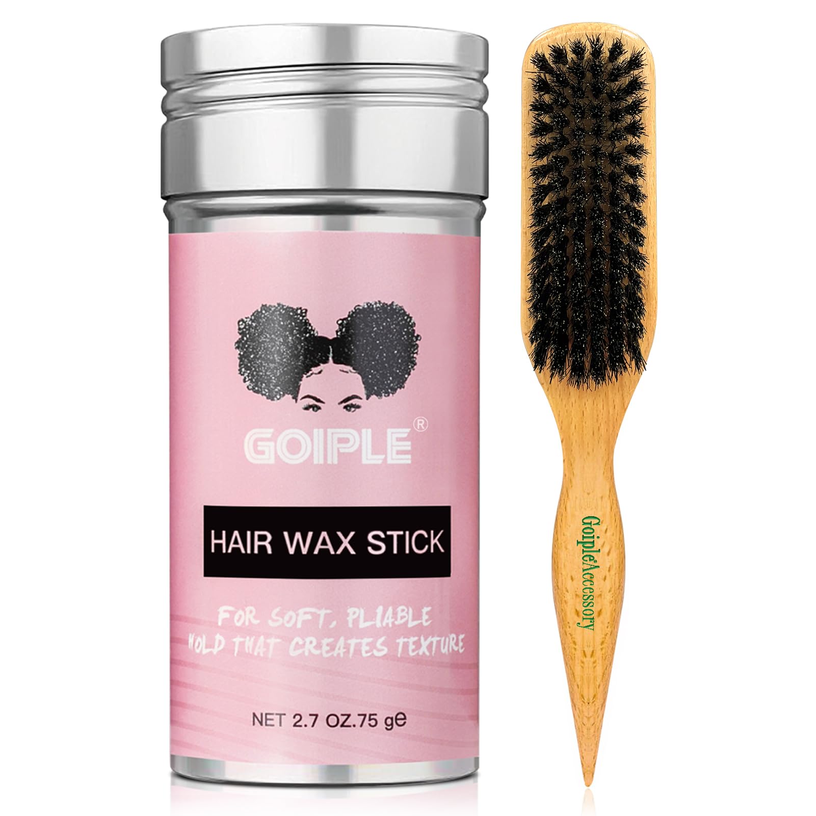 Slick Back Hair Brush & Wax Stick Set, hair wax stick womens