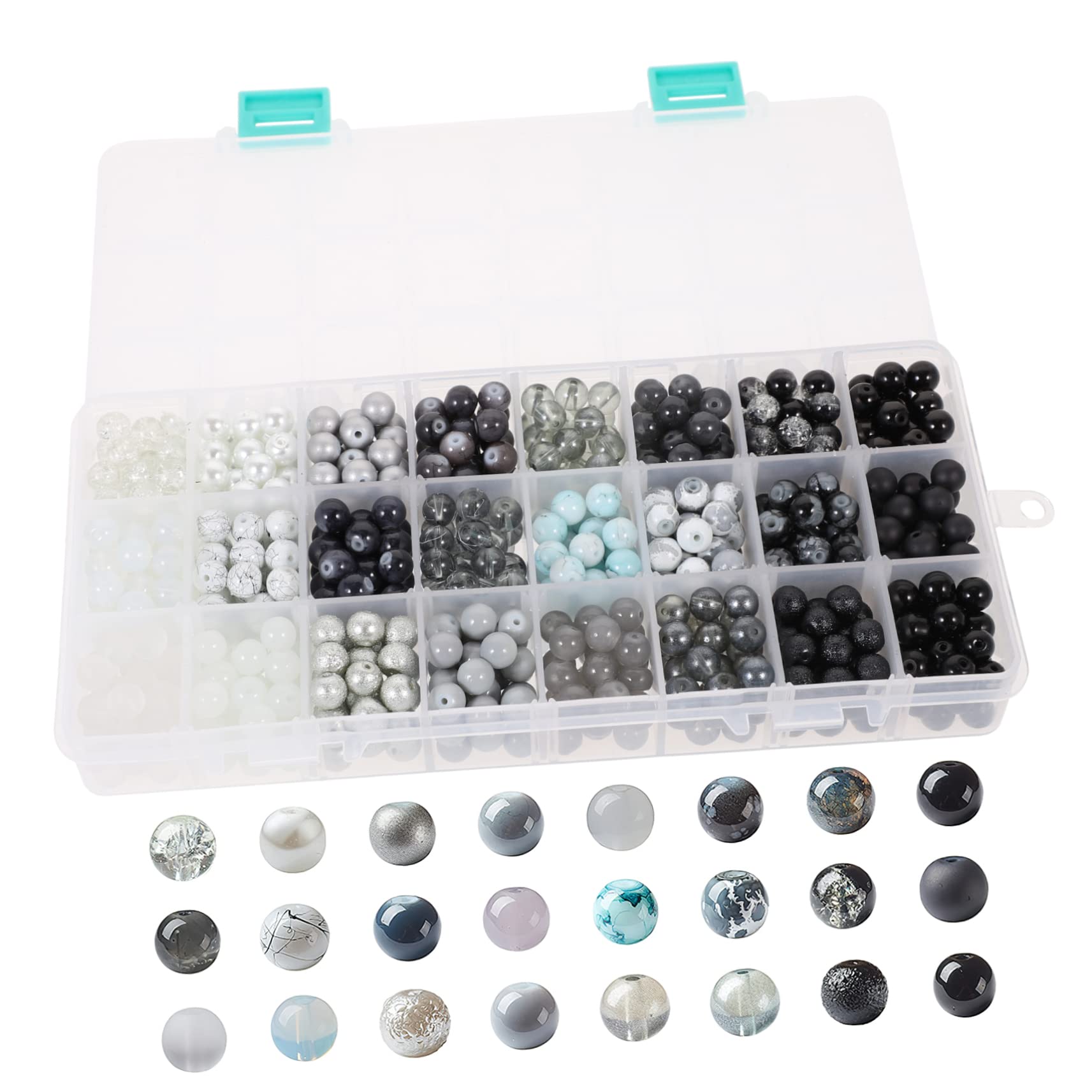 Kleine Glasperlen Rund Lose Perlen aus Glas 1 Kasten zum Schmuck Herstellen für Armbänder und Halsketten Selbstgemacht Projekte
