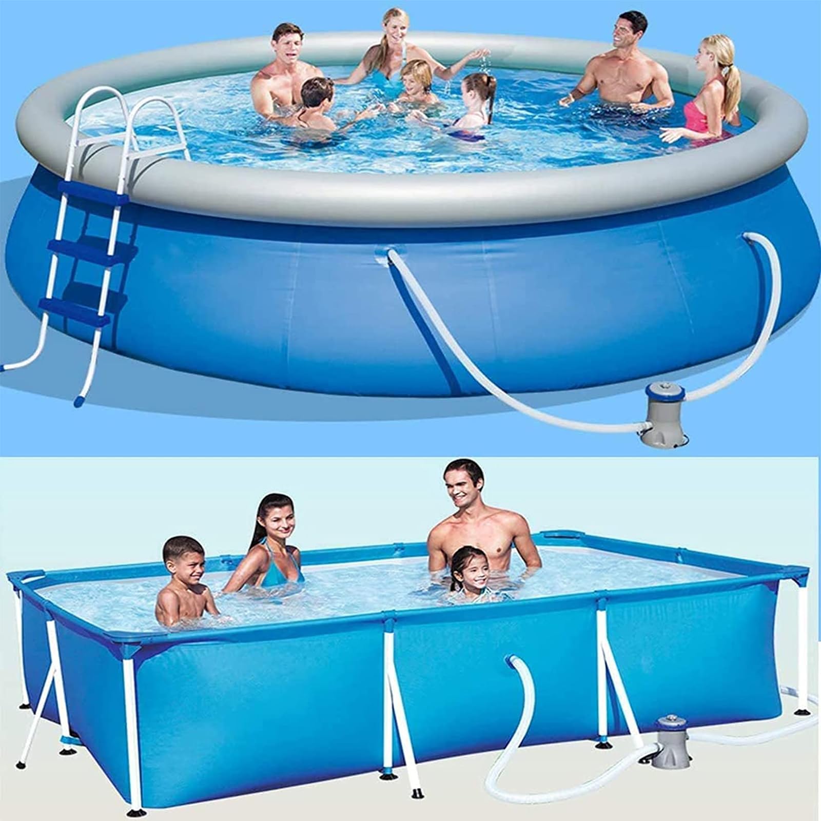 2 pièces Tuyau pour Piscine,Tuyau de Rechange pour Piscine,Pompe à Filtre avec 4 Pinces Métalliques,Tuyaux de Rechange pour Piscines Hors Sol(1.5m)