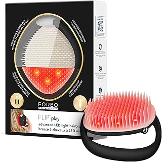 FOREO FLIP Play - Cepillo de pelo avanzado con luz LED, herramienta multifuncional 3 en 1 para cabello y cuero cabelludo con modos de luz roja, azul y verde, diseñado para apoyar la apariencia del