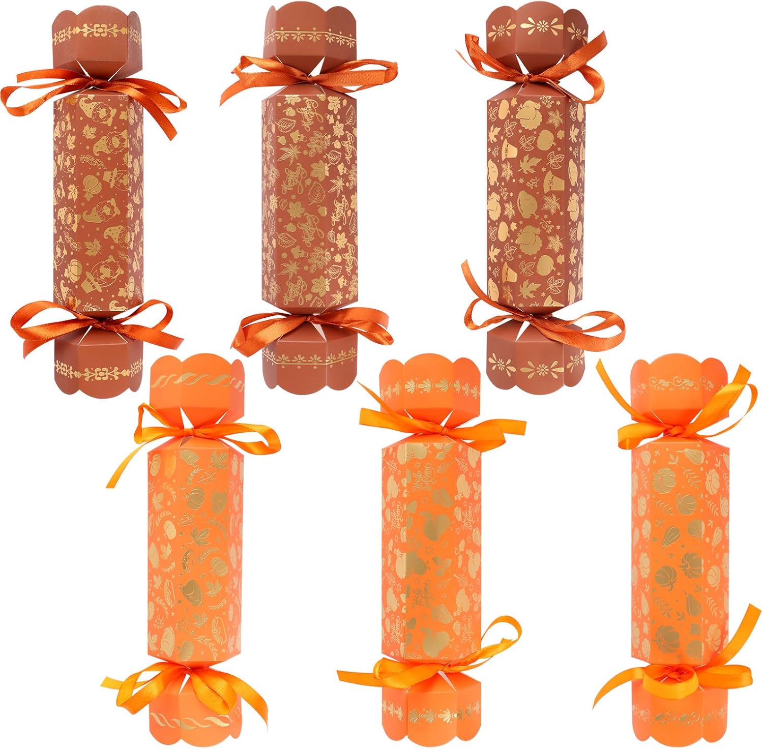 CCINEE 24 Packs Thanksgiving Gift Treat Boxes, Fall Maple Pumpkins Golden Candy Paper Gift Boxes No Snap Thanksgiving Party Table Favors Holiday Dinner Decoration Gift Box