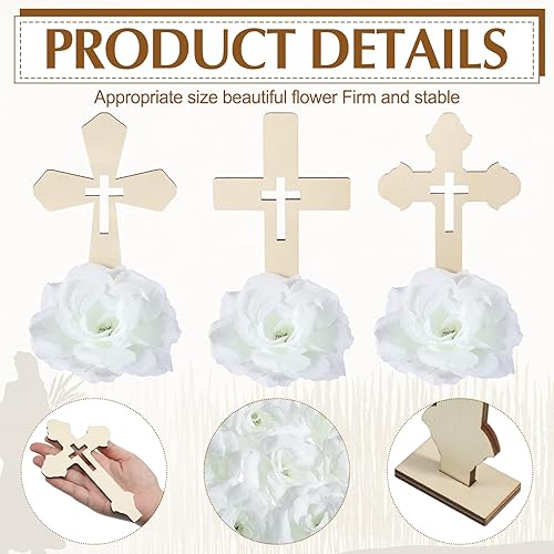 Miniatura 3 de Queekay Juego de 12 piezas de rosas artificiales de espuma artificial con tallos para la primera comunión, boda, boda, boda, boda, 12 unidades de