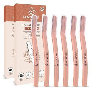 Senzicare Reusable Face Razor for Women Facial Hair | Painless Hair Removal | For Eyebrows, Upper Lip, Forehead, Peach Fuzz, Chin and Sideburns (Pack of 6)