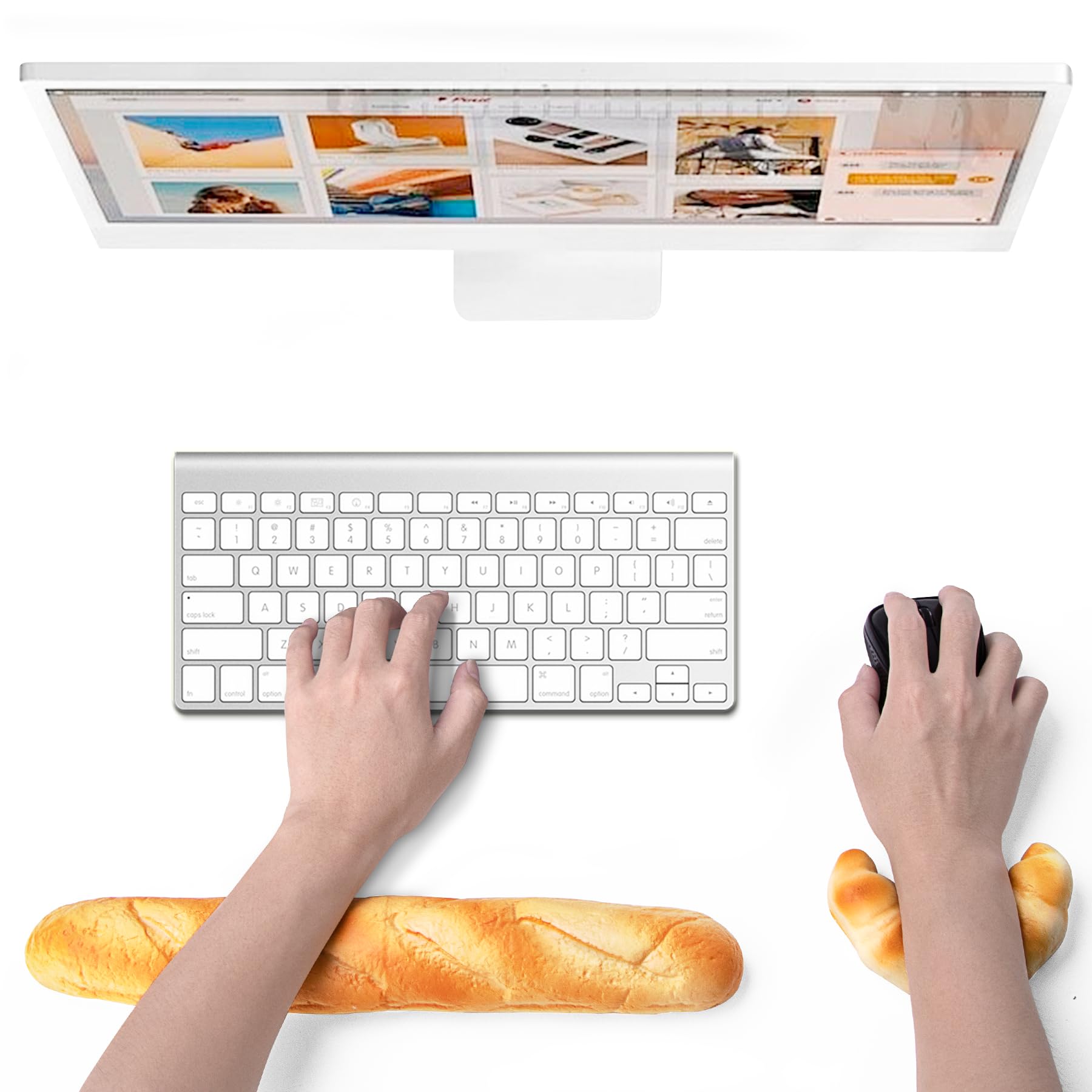 Soft Toast Bread Baguette Shape Anti-Skid Keyboard Wrist Rest Support & Mouse Wrist Support for Office,Computer,Laptop& Mac