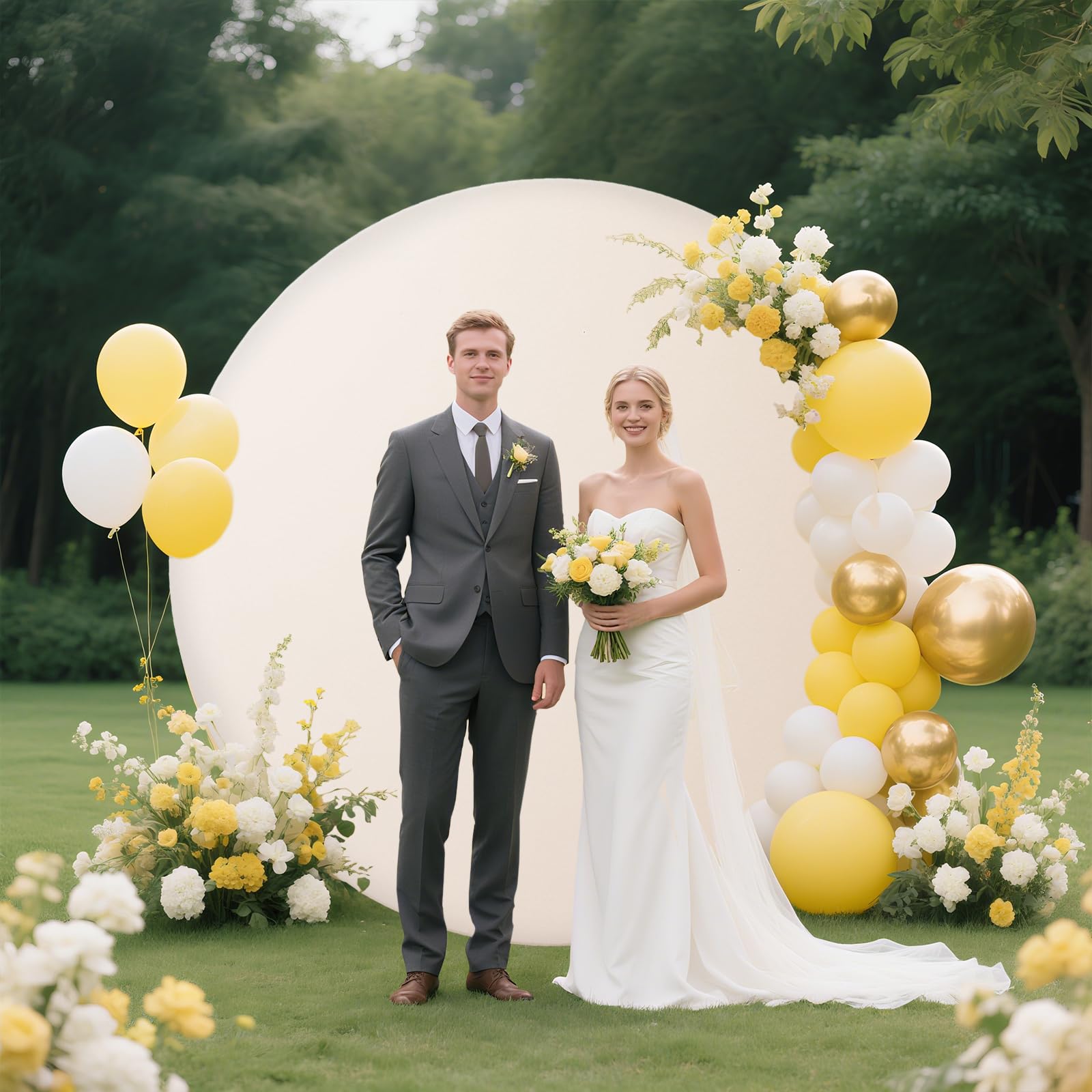 MEHOFOND Arrière-plan circulaire beige pur de 2 mètres (6,56 pieds) pour anniversaire, baby shower, mariage, décoration de fête personnalisée, bannière d'arrière-plan, accessoire de photographie de