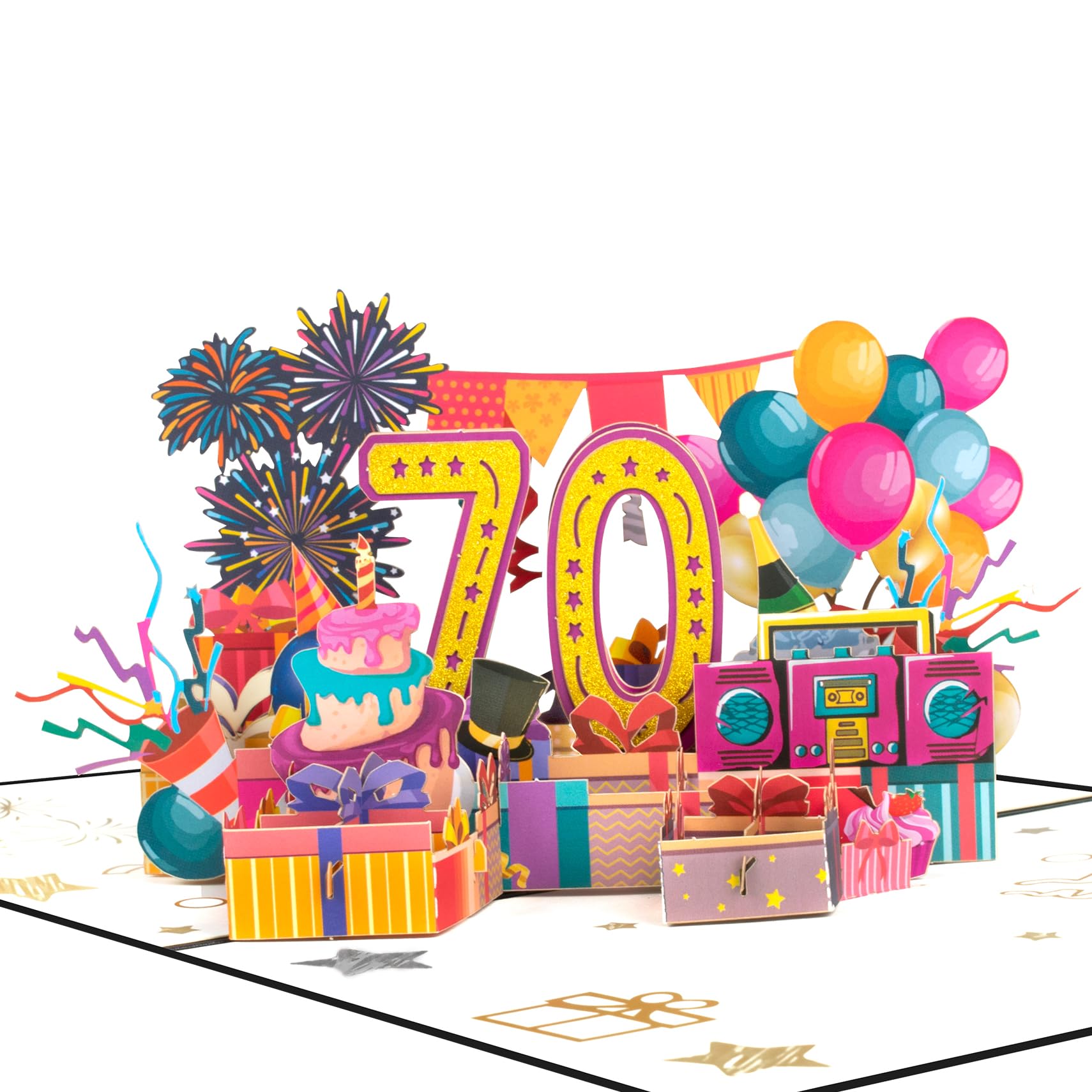 GREETING ART 70th Birthday Pop Up Card,70th Birthday Decorations for Women Men,70th Birthday Gifts for Mom Dad,Birthday Cards for 70 Year Old Aunt Uncle