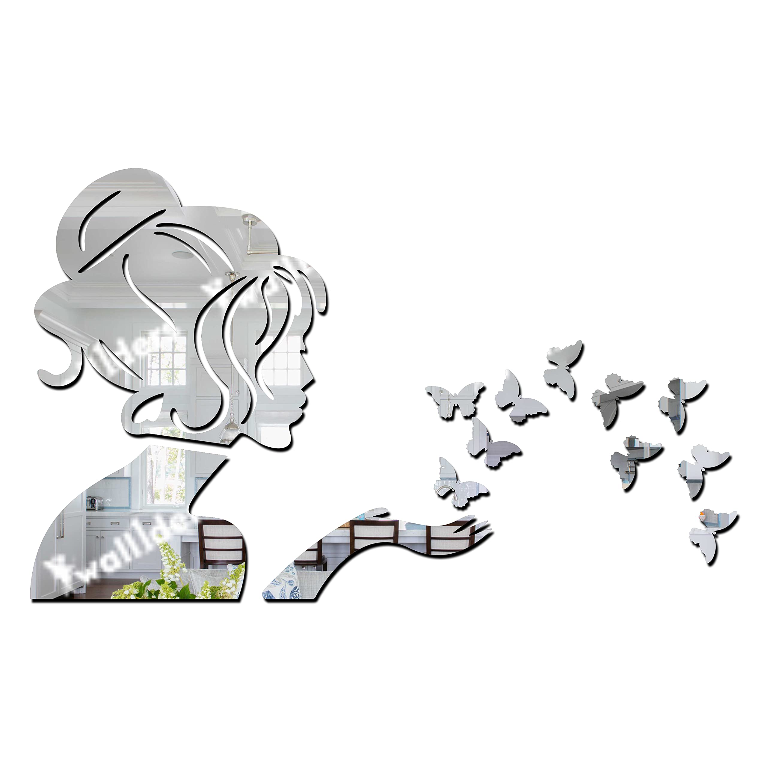 Wall1ders Angel Fairy with 10 Butterfly (Size 31 cm x 45 cm), Mirror Stickers for Wall, Acrylic Stickers, Wall Mirror Stickers, Wall Stickers for Bedroom, Hall, Home Offices (Silver) (B09B2V4WH7) Amazon Price History, Amazon Price Tracker