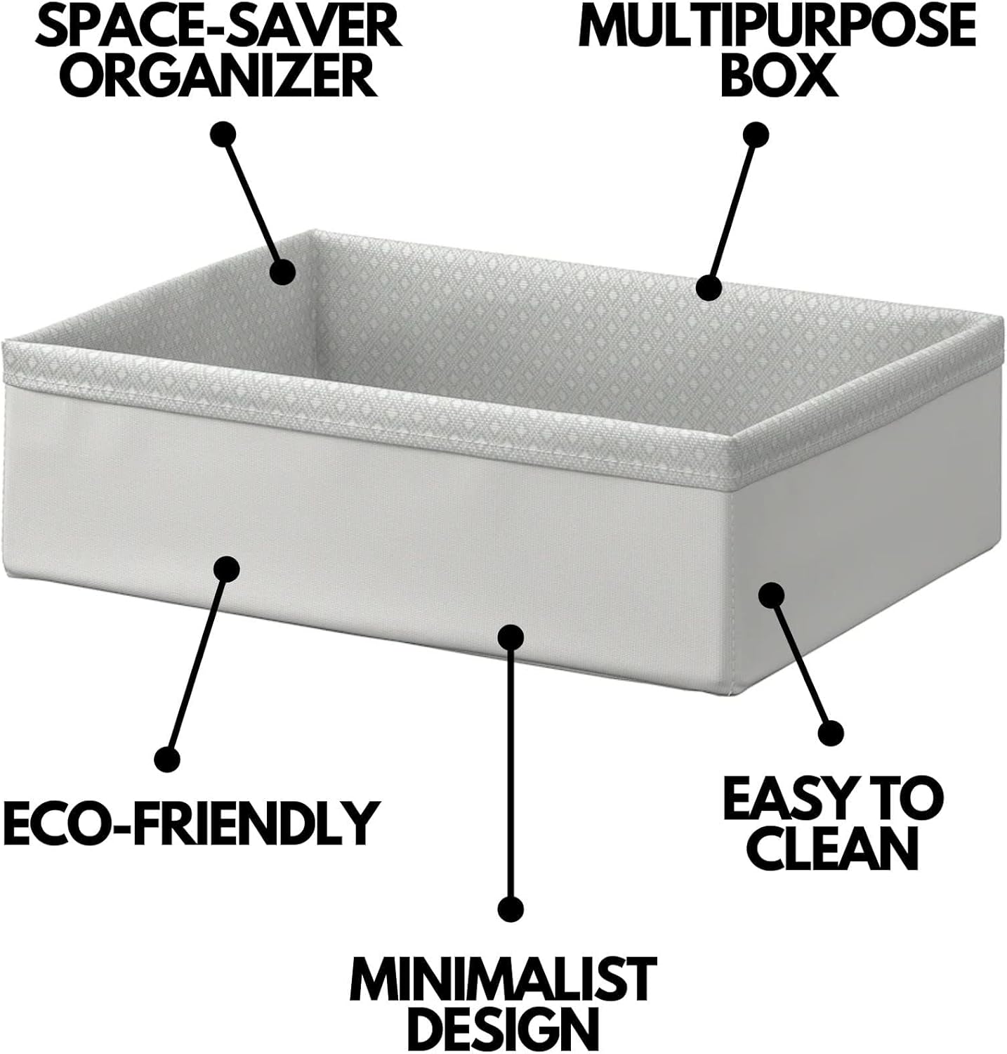 IKEA BAXNA organizer highlighting features like easy to clean and eco-friendly