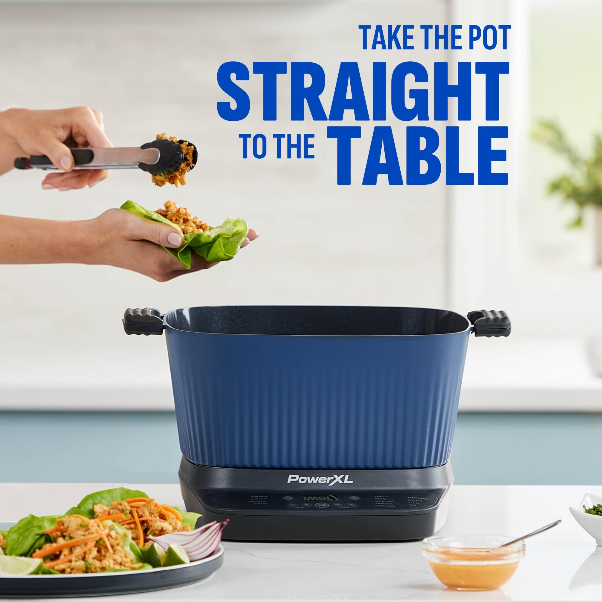 STIRMAX™ - Multicooker digitale blu notte con tavolozza automatica di agitazione e triturazione, preimpostazioni programmabili 9 in 1 per saltare, raschiare e caffè prima della cottura