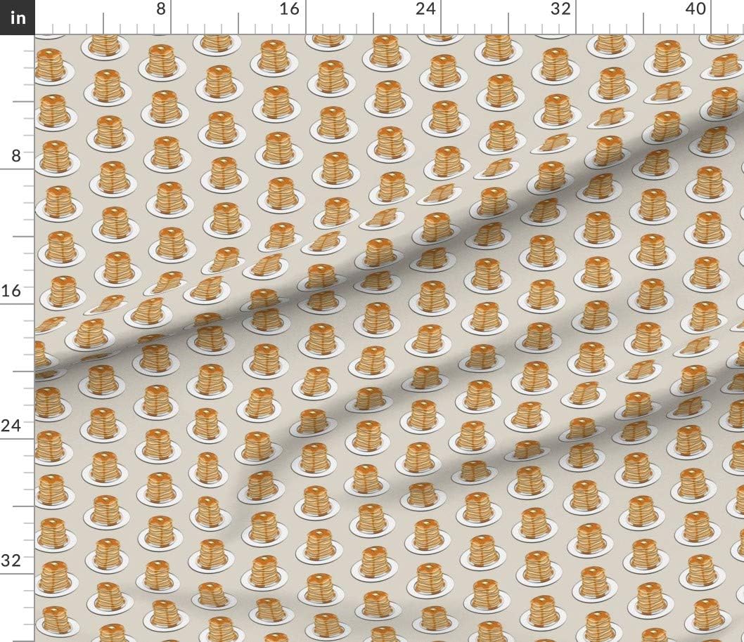Spoonflower Fabric - Pancakes Beige Butter Breakfast Novelty Trendy Printed on Petal Signature Cotton Fabric by The Yard - Sewing Quilting Apparel Crafts Decor
