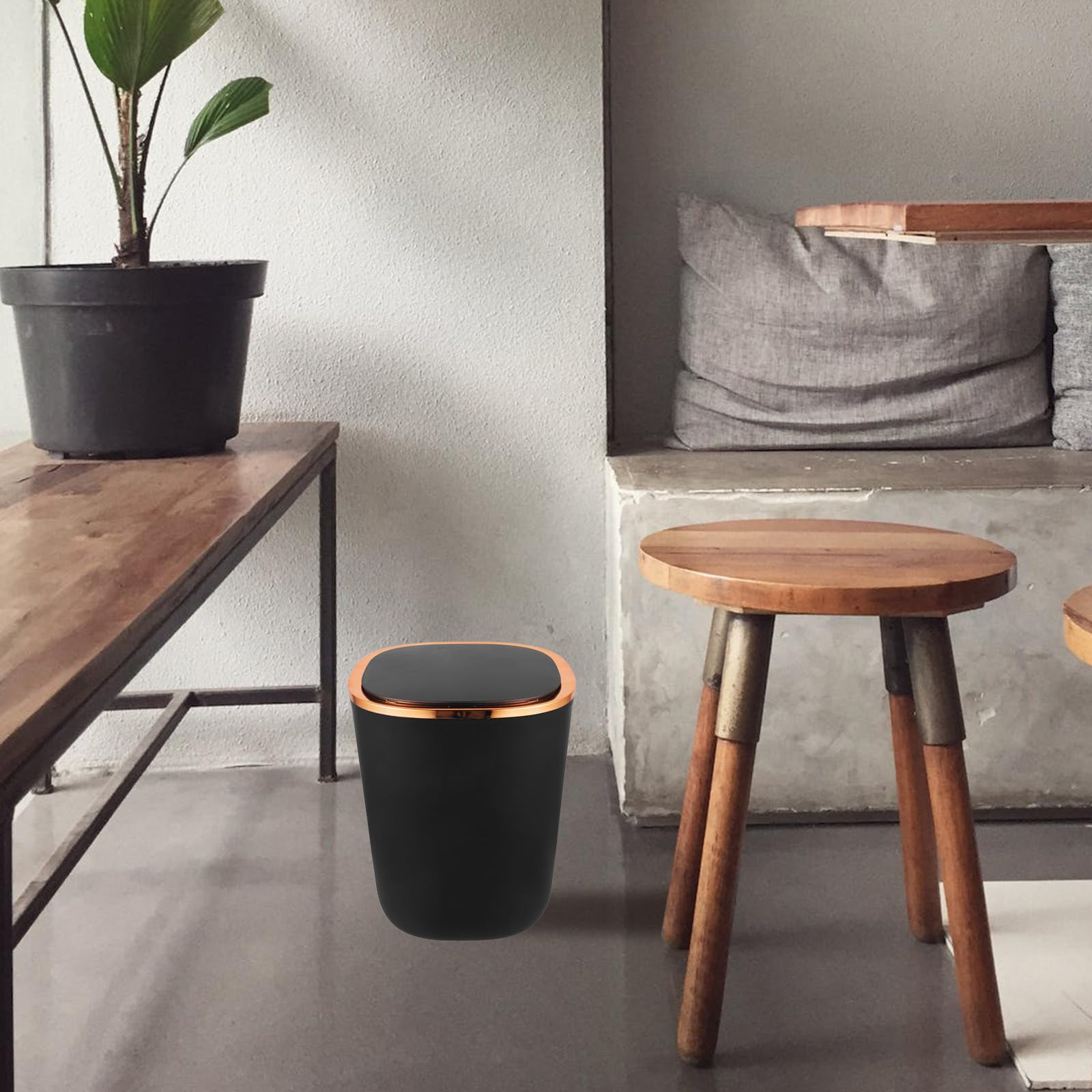 Papelera de Pvc Negra Sensor Automática para Oficina y Dormitorio | Apertura Rápida por Infrarrojos, Tapa Automática, Sujeción Firme de Bolsa