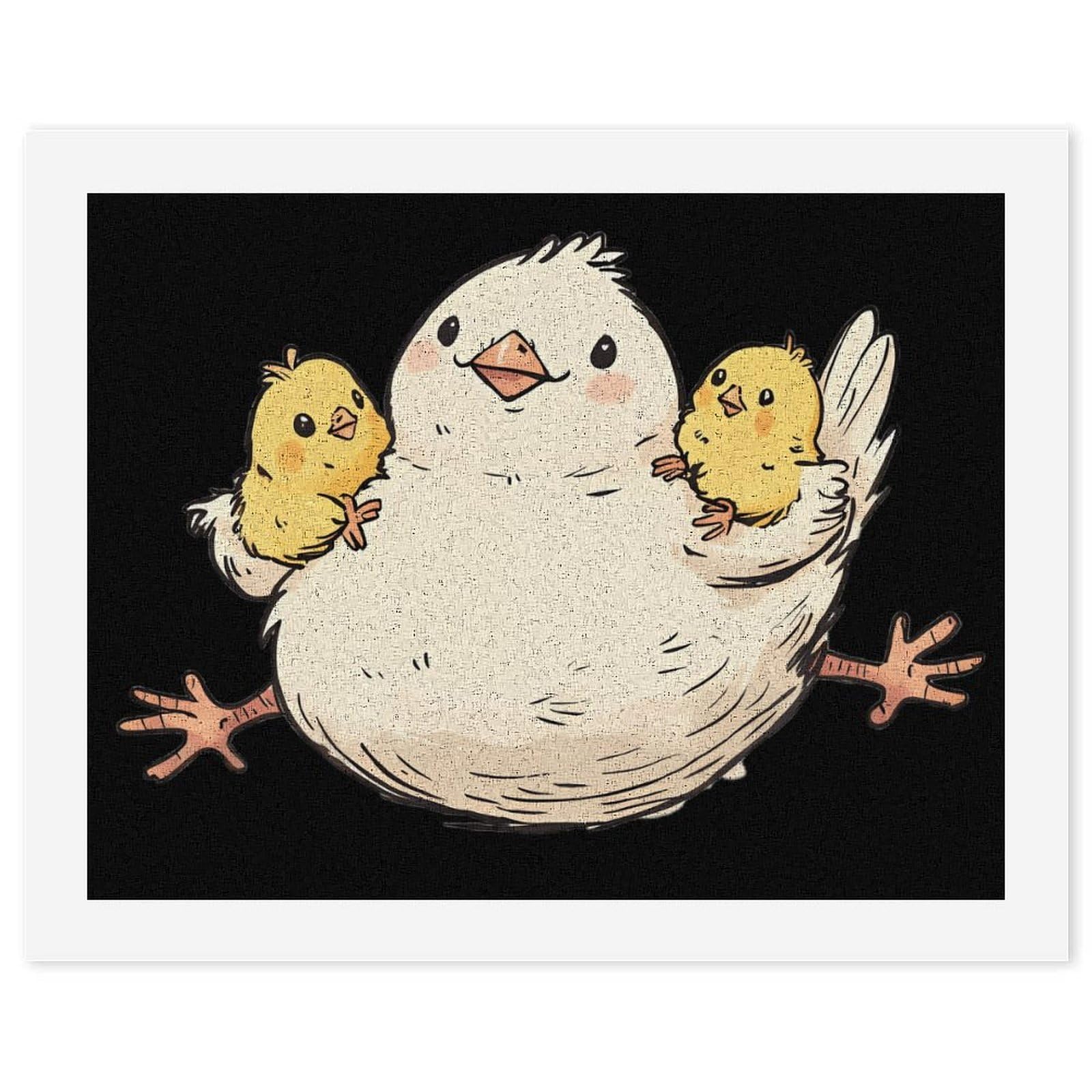 Lustiges Malen nach Zahlen für Erwachsene, Motiv: Henne und Huhn, Baumwolle, digitales Ölgemälde, Heimdekoration, Geschenk, 50 x 65 cm