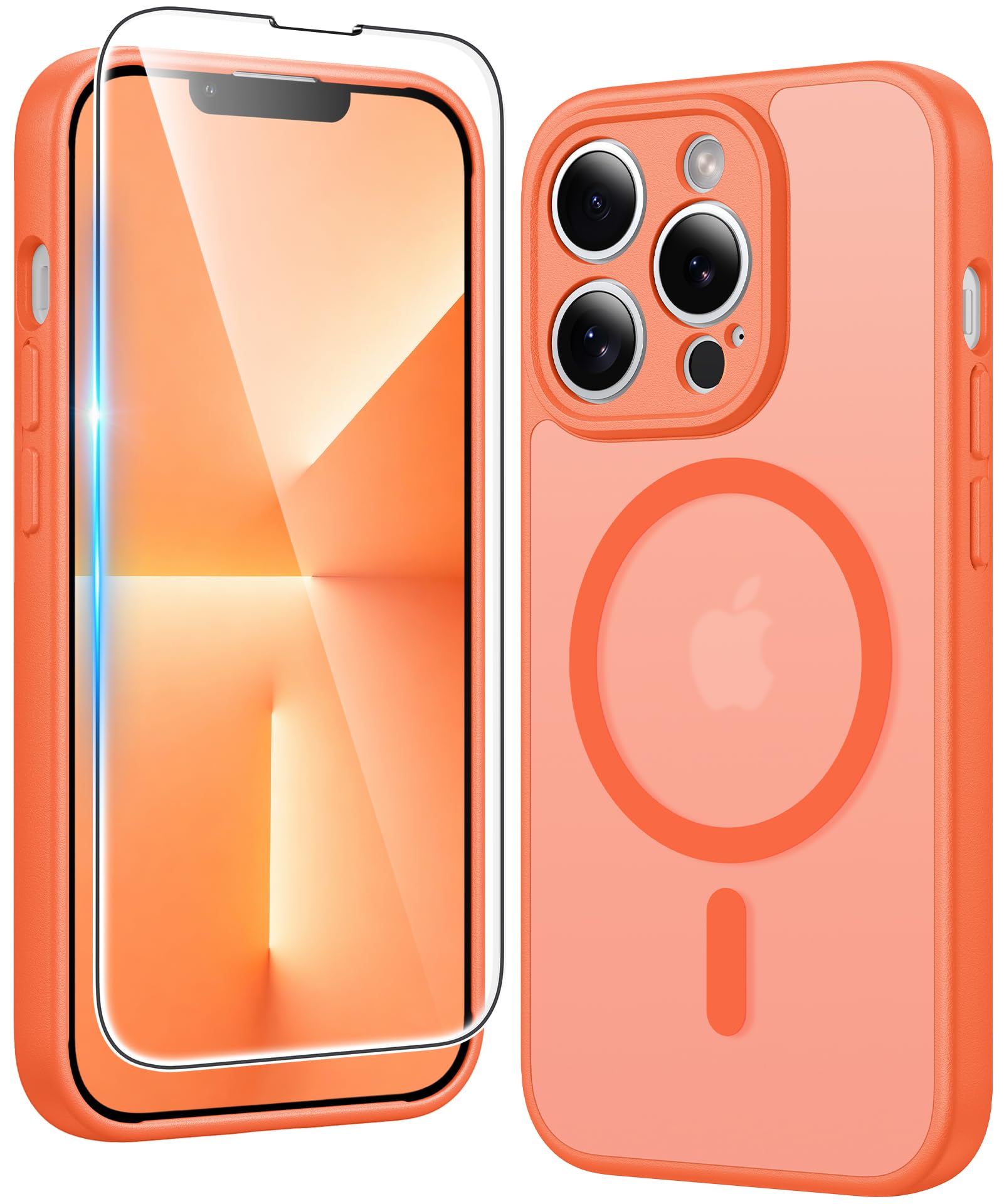 FNTCASE for iPhone 13 Pro Case Compatible with Magsafe Matte Phonecase | Screen Protector, Military Grade Drop Protection, Slim Magnetic Phone Cases, Shockproof Bumper, Translucent Cell Cover
