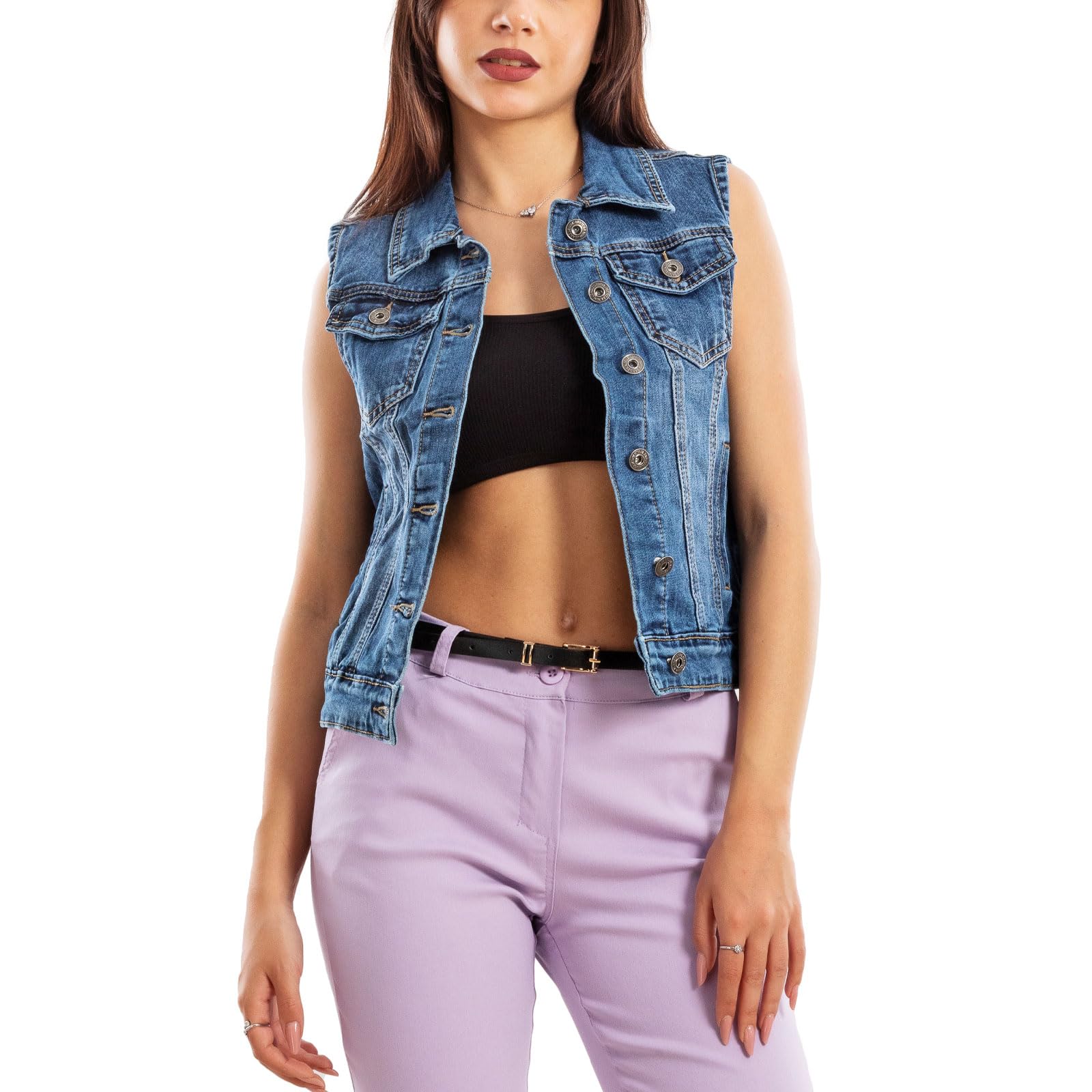 Toocool Gilet Donna Jeans Giacca Denim Corta Smanicata Giubbotto Estivo SA265