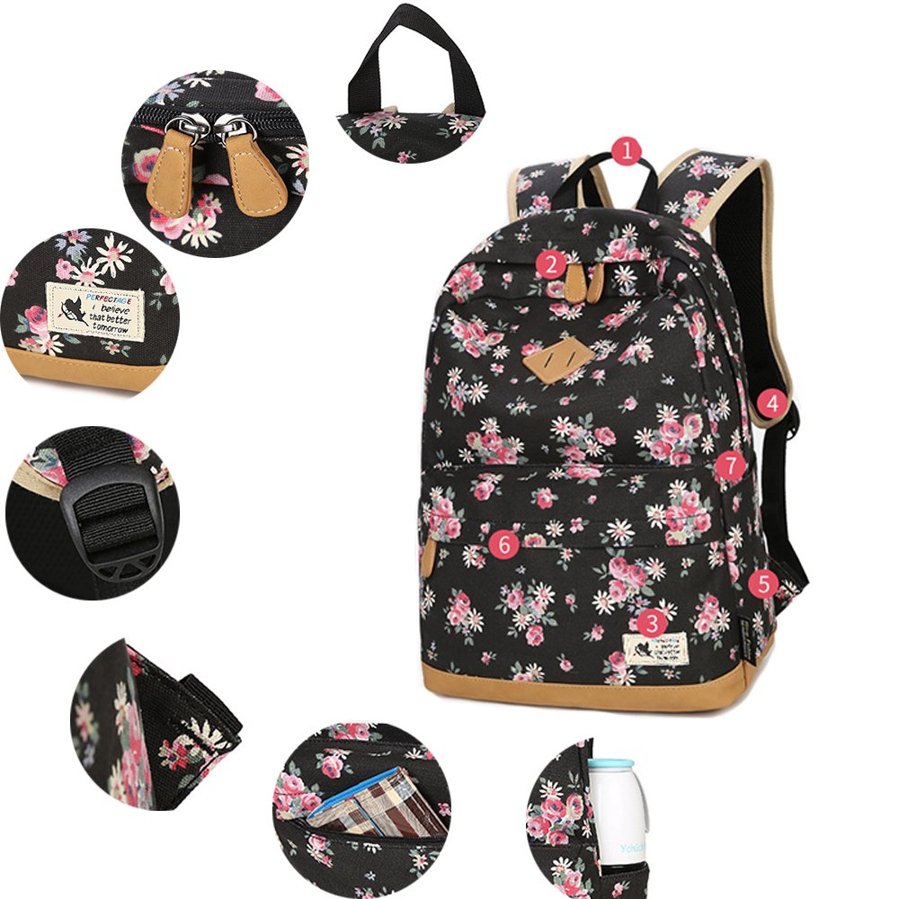 Escuela Mochilas Para Chicas Moda Floral Escuela Bolsas Bolsas de libros Daypack Viajes Bolsa Para Mujeres