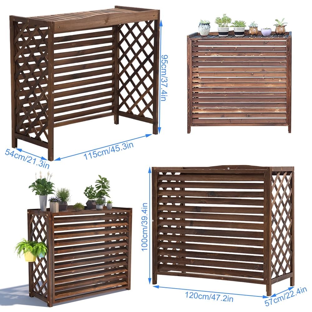 Housse de protection de l'intimité pour unité de climatisation extérieure – Cachette en bois massif pour jardin, terrasse et balcon – Convient pour 81 x 30 x 72 cm à 115 x 54 x 95 cm – Design élégant