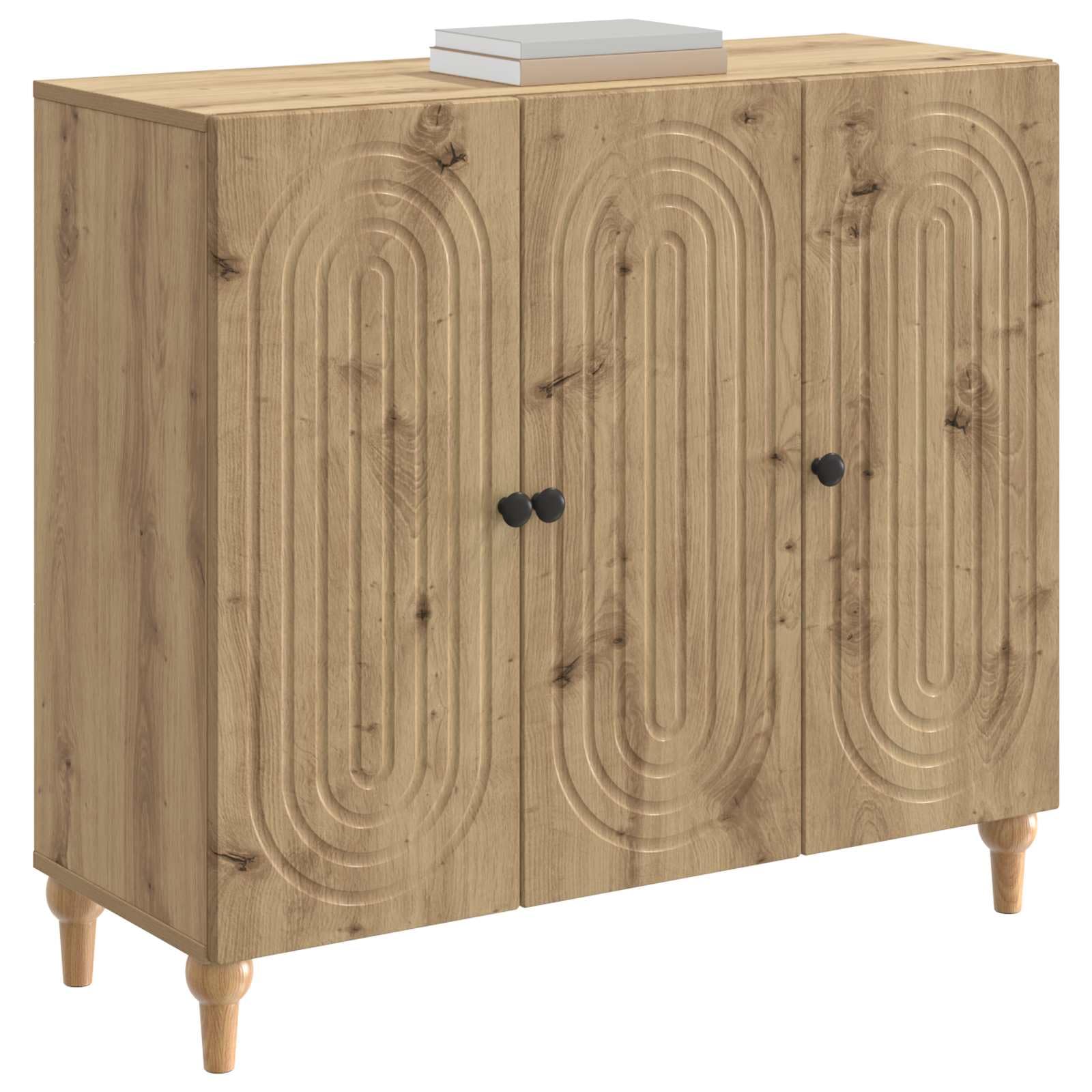 Credenza Mobile Buffet da Soggiorno 3 Ante 89x34,5x80 cm Rovere