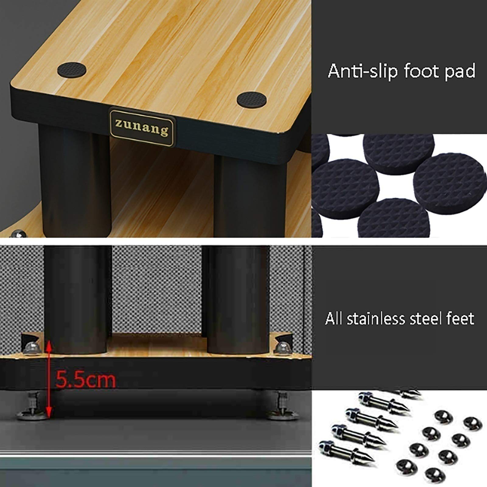 Amazon.co.jp: スピーカースタンド、2本の木製ベースサポートの2本の