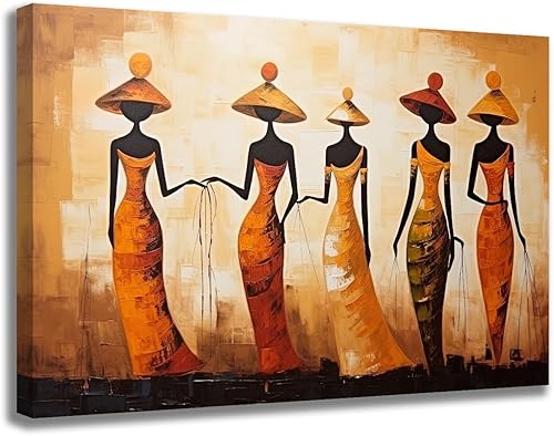 Miniatura 1 de GLOKAKA Pinturas artísticas negras para pared, mujer africana, lienzo impreso, pintura de cuadros de tribu étnica africana, decoración de pared,