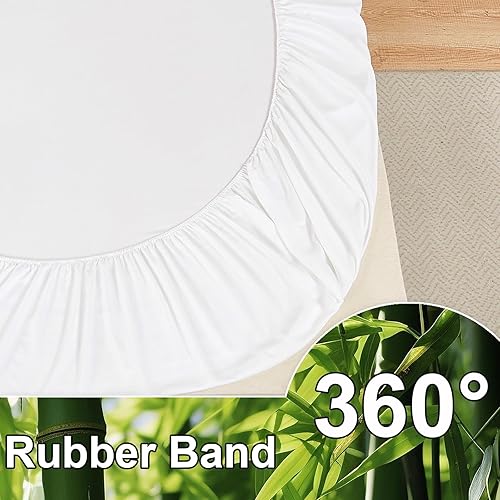 Miniatura 7 de Sábanas refrescantes tamaño King, rayón derivado del bambú, sábanas de bolsillo extra profundas que se adaptan a colchones de 18 a 24 pulgadas de