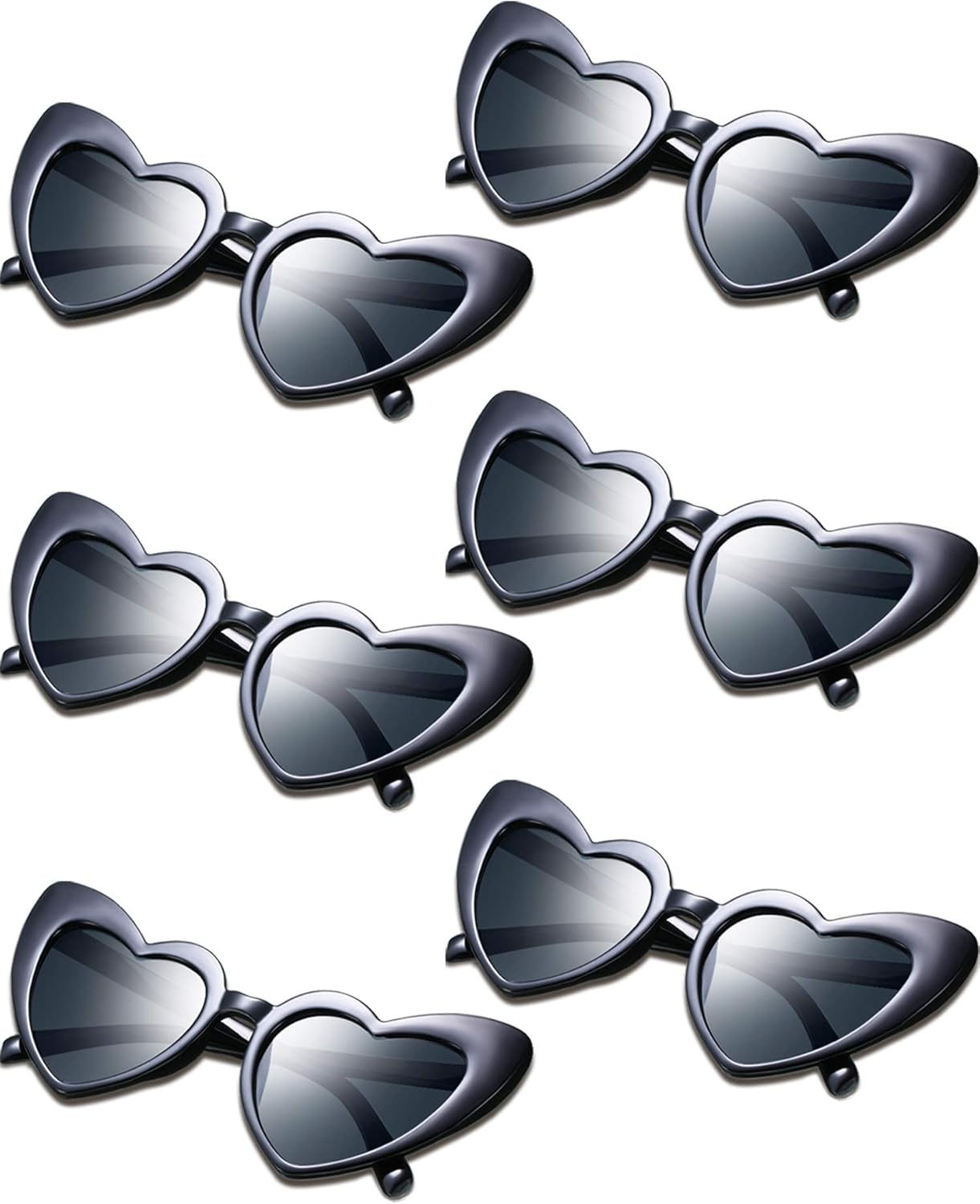 Frienda 6 Pairs Heart Shaped Sunglasses Cat Eye Shaped Sunglass for Women Bridesmaid Wedding Bachelorette Party Favor