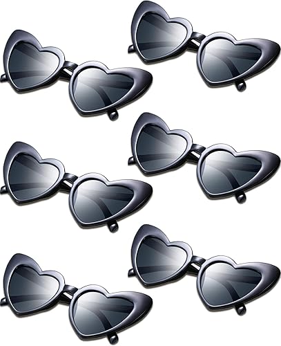 Frienda 6 pares de lentes de sol en forma de corazón, lentes de sol de ojo de gato, lentes de corazón para San Valentín, boda, fiesta,