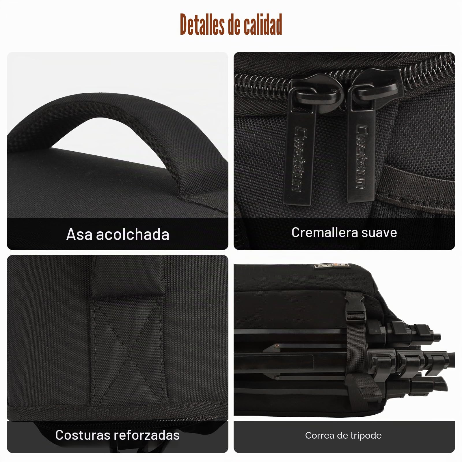 Cwatcun Bolsa para cámara SLR, Bolsa de Fotos Impermeable para cámaras SLR para Canon, Nikon, Sony, Fuji Small DSLR/SLR y Lente, Negro, L