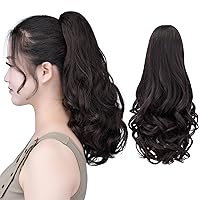 Vista 35 de SYXLCYGG Clip de pinza para cola de caballo, extensiones de colas de caballo de color marrón oscuro, onduladas, 14 pulgadas, 4.3 onzas, piezas