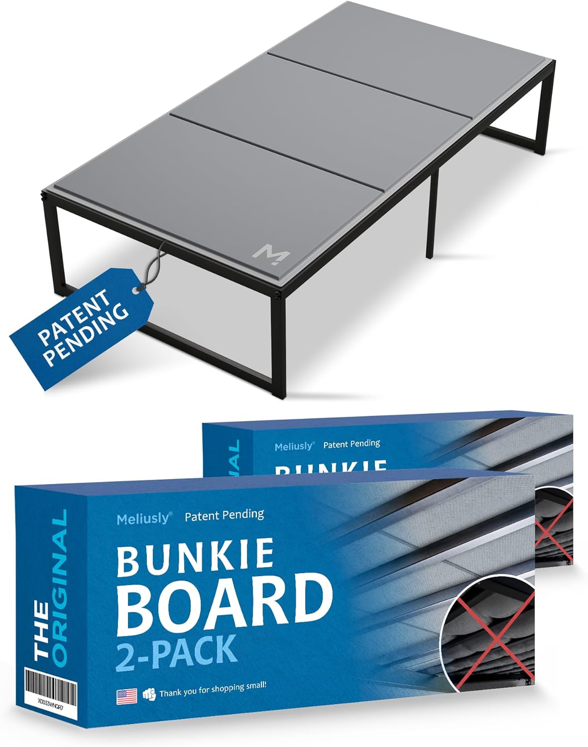Meliusly Premium 10mm Bunkie Board Twin 2-Pack (38x75'') Patent Pending Low Profile Bed Board Design - Breathable, Noise Minimizing, Moisture Resistant Bunkieboards, Low Profile Bed Support