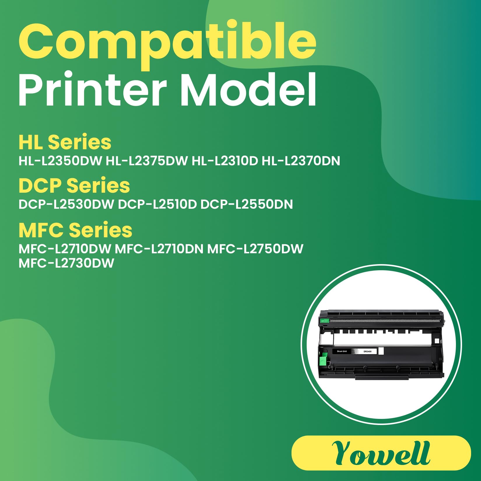 Yowell 2X DR2400 bęben kompatybilny z Brother Toner DR-2400 TN-2420 TN2410 TN-2410 do Brother MFC L2710DW HL-L2350DW MFC-L2710DN HL-2310D DCP-L2530DW MFC-L2730DW