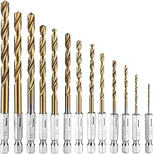13 Piece Hex Shank Drill Bit Tip Set, Chamfer Hole Cutting Drill, Twist Drill, High Speed Steel Step Drill Bit, Wood Working Tool