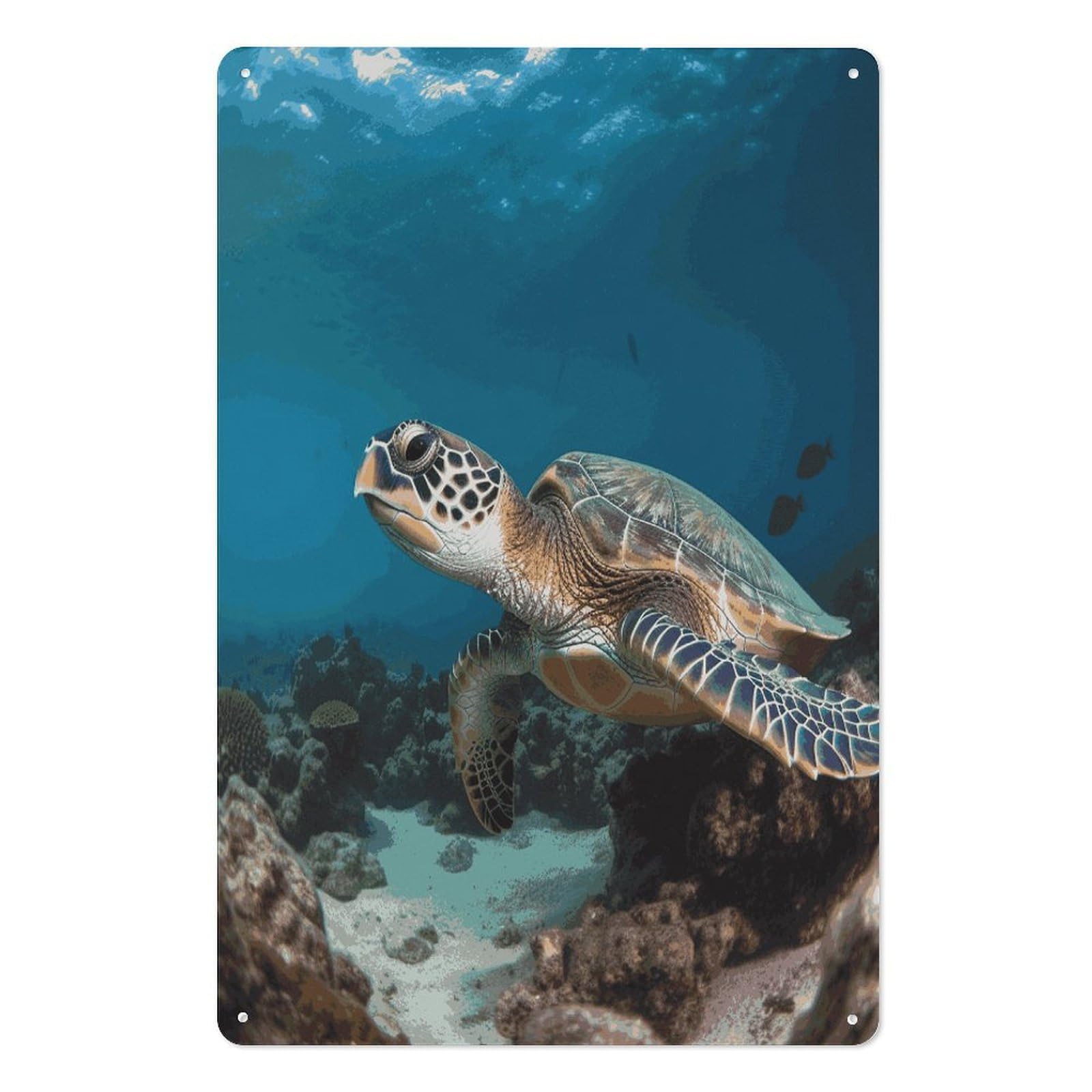 Adfgyerh Style Sea Turtle Tin Sign Hanging Art Prints,Wall Decor For Gifting And Party Decoration 7.9X11.8 Inch,Wall Art For Home Garden Greenhouse Living Room Bedroom Yard