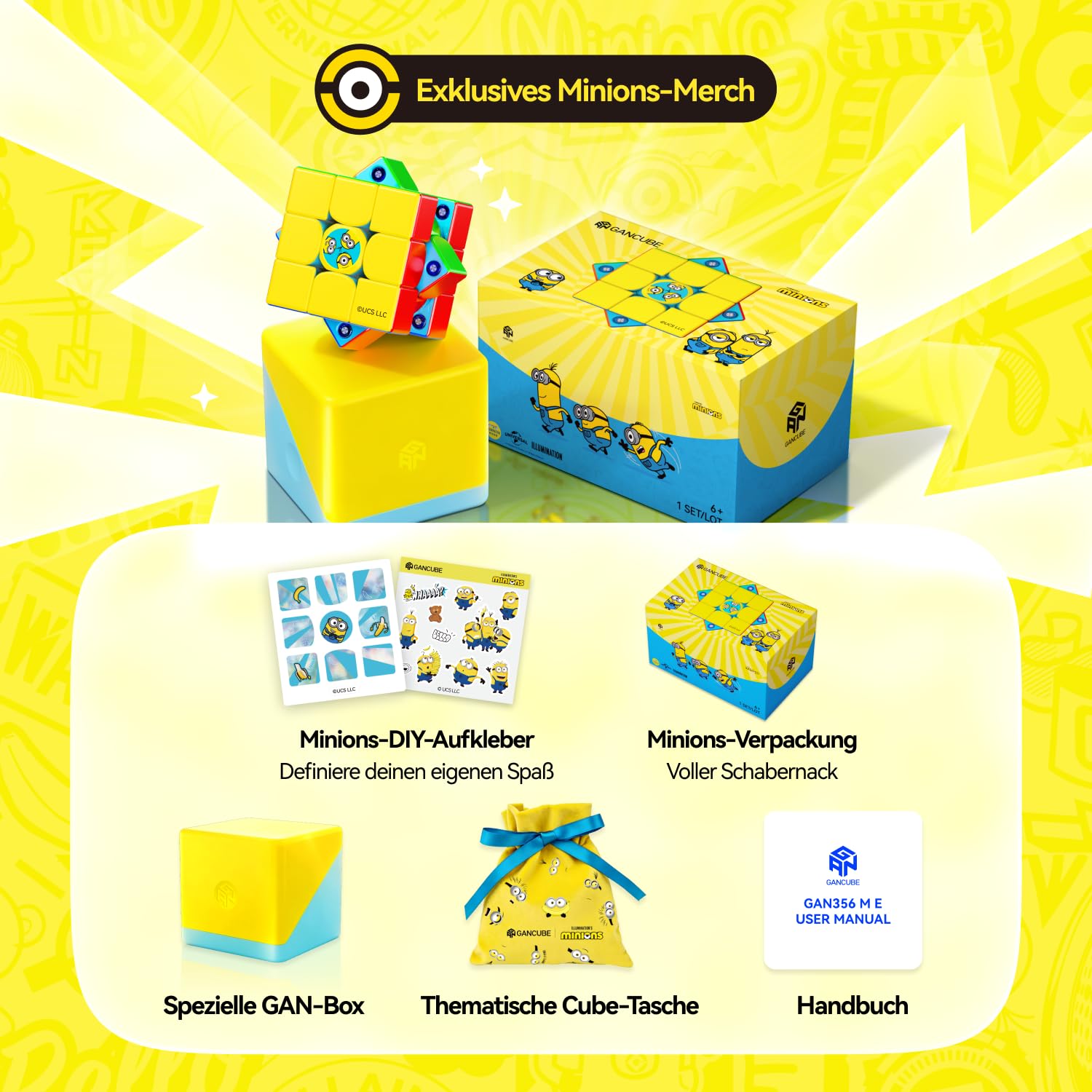 GAN 356 ME V2 Minions Zauberwürfel 3x3 & GAN Pyraminx Magnetisch Speed Cube