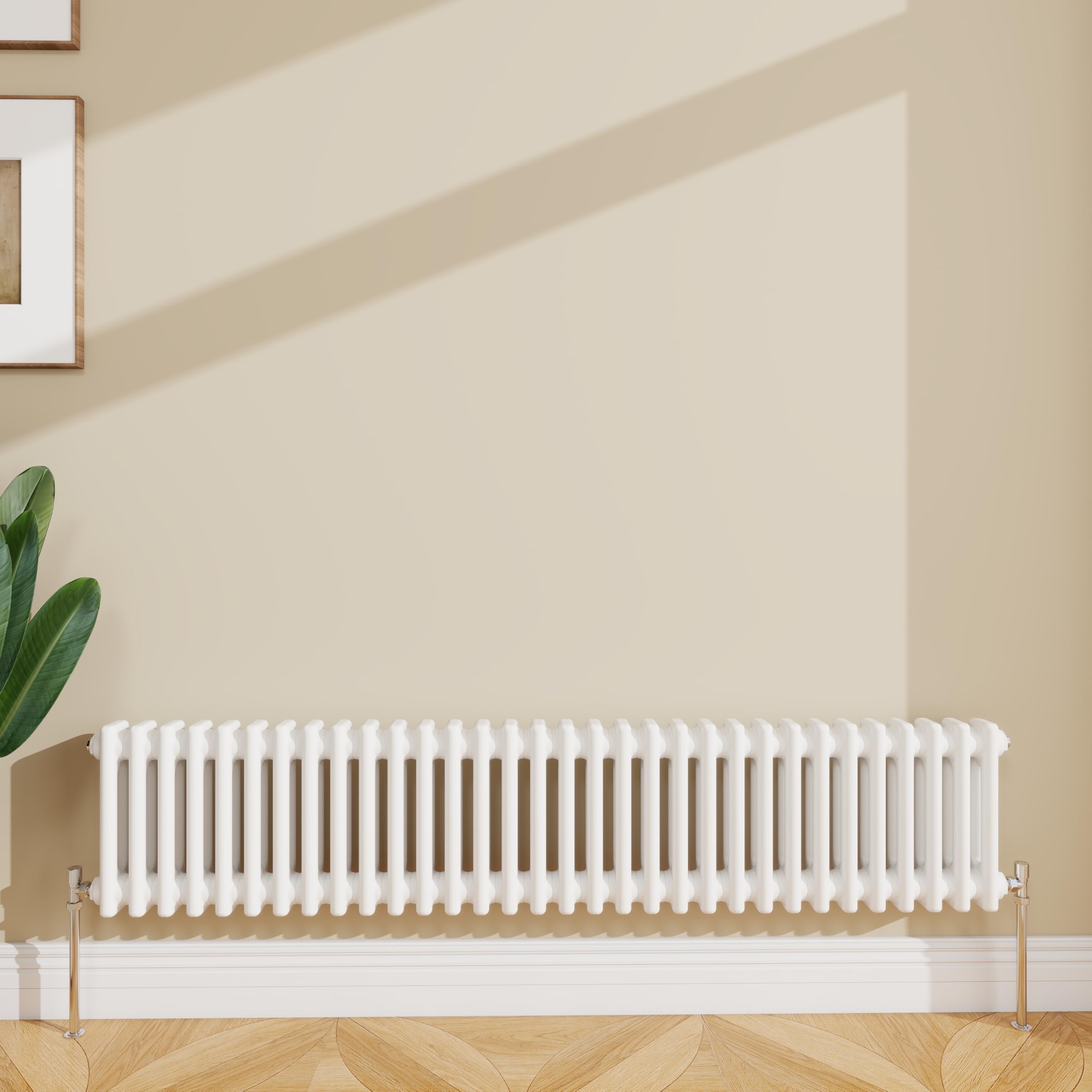 SLINE SANITARY 300x1460mm Cast Iron Style Traditional 3 Column Horizontal White Central Heating Radiator