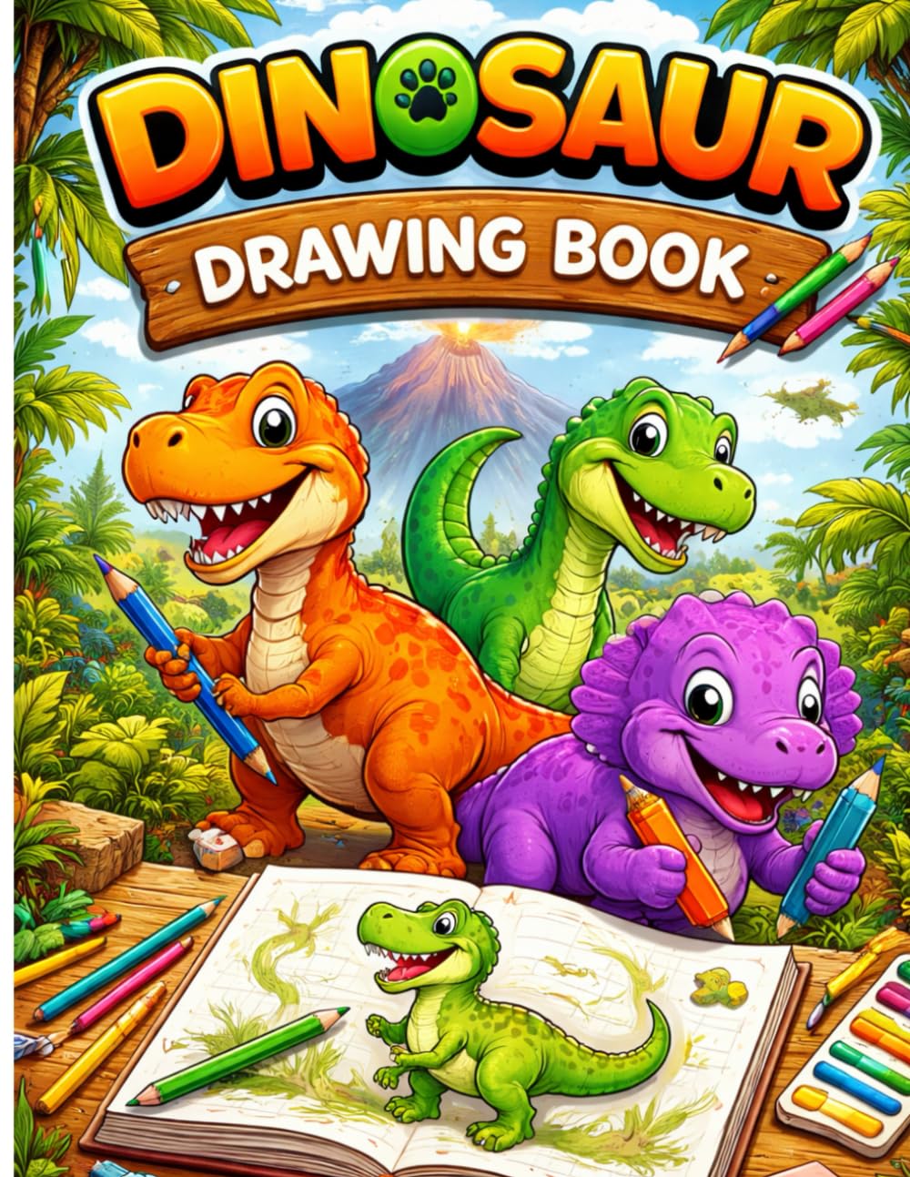 Dinosaur Drawing Book for Kids Ages 3-8: Fun and Easy Step-by-Step Dino Drawing for Beginners