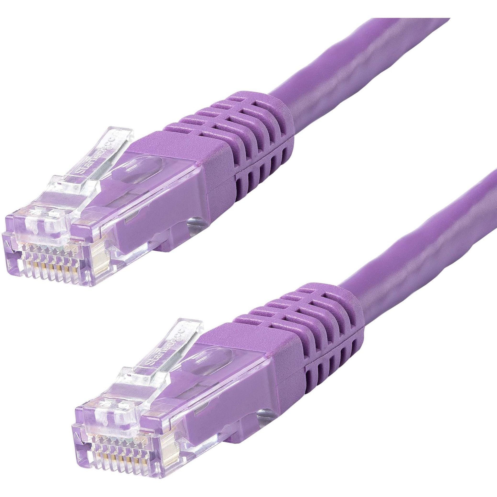 StarTech.com 25ft CAT6 Ethernet Cable - Purple CAT 6 Gigabit Ethernet Wire -650MHz 100W PoE++ RJ45 UTP Molded Category 6 Network/Patch Cord w/Strain Relief/Fluke Tested UL/TIA Certified (C6PATCH25PL)