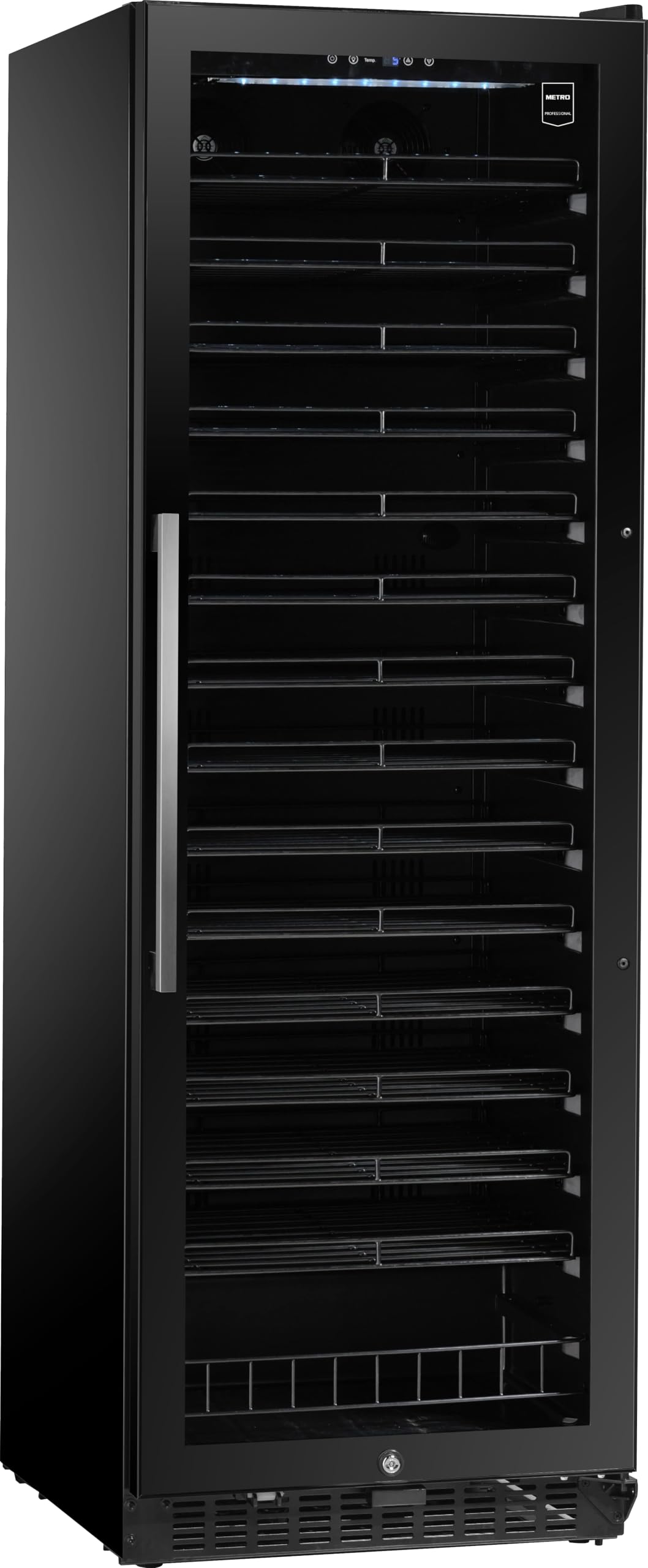 METRO Professional Cave à Vin GWC1150, Réfrigérateur Vins/Boissons, 424 L, 140 Bouteilles, Avec Serrure, Noir