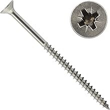 OPIOL QUALITY® Chipboard Screws with Countersunk Head and Phillips Pozi Z 4.5 x 90 mm Stainless Steel A2 V2A (Pack of 25) Partially Threaded Wood Screws Universal Screws